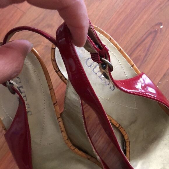 Vintage guess Red patent leather Kork platform heels. Size 7 - Picture 7 of 8